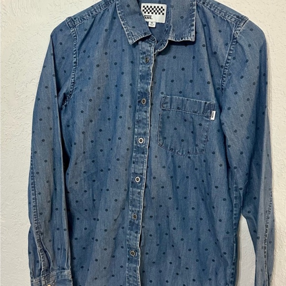 Vans women denim polka dot button up
